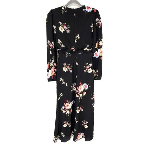 FLAWED GEM – Mac Duggal Long Sleeve Boat Neck Floral Maxi Gown in Black – Size 2 - Picture 5 of 11